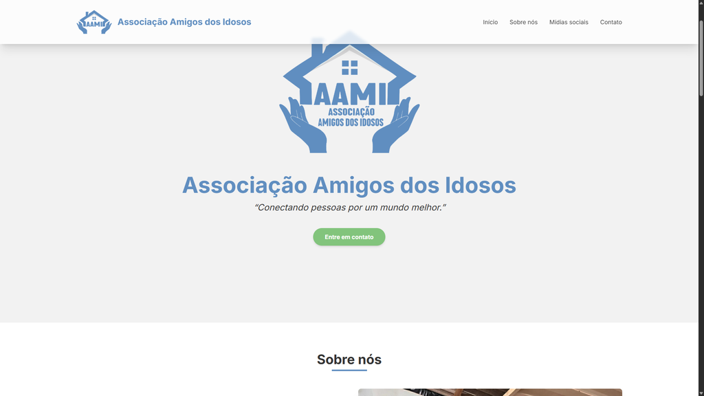 Página inicial do site institucional da Associação Amigos dos Idosos (AAMI)